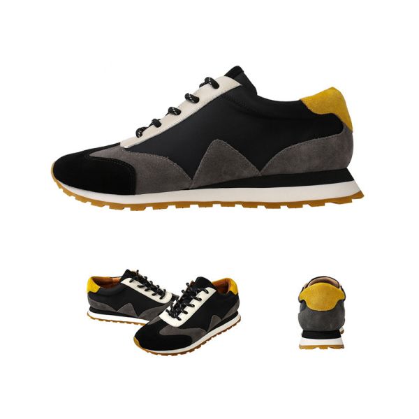 Durable Athletic Sports Shoes Non Slip Soft Leather Tennis Shoes Black