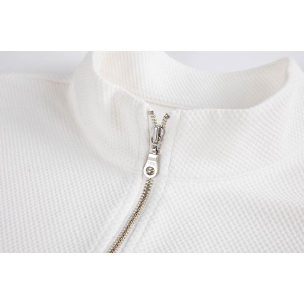 Unisex Textured Piqué Classic Polo Shirt with Breathable Half-Zip Mock-Neck Top