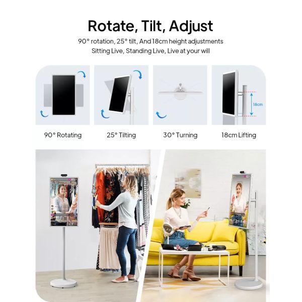 MJK 32-Inch Full HD 1080p Backlit LCD Portable TV with Built-in Battery Interactive for Family Movie and Singing