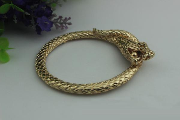 Luxury design top quality zinc alloy light gold snake shape 60 mm width bag accessories handle
