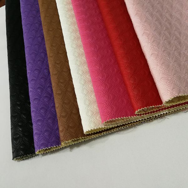 Washable Quilted Leather Fabric , Quilted Leather Upholstery Diamond Tuck