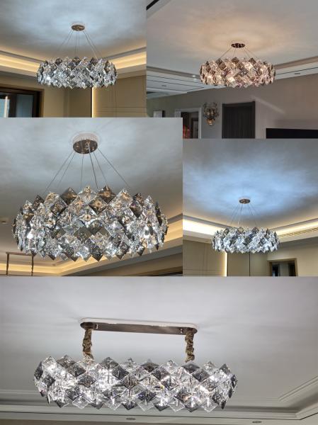 Led chandelier Living room decoration simple dimmer round hanging crystal lamp(WH-CY-184)