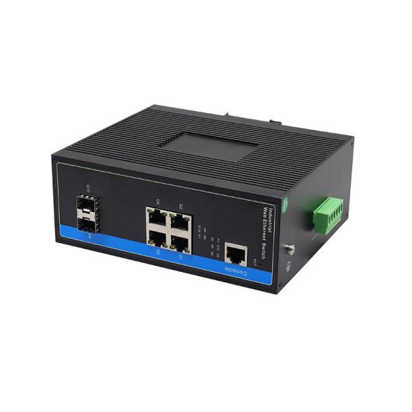L2 Managed Industrial PoE Switch 4 RJ45 PoE 2 SFP Fiber Gigabit Network Switch