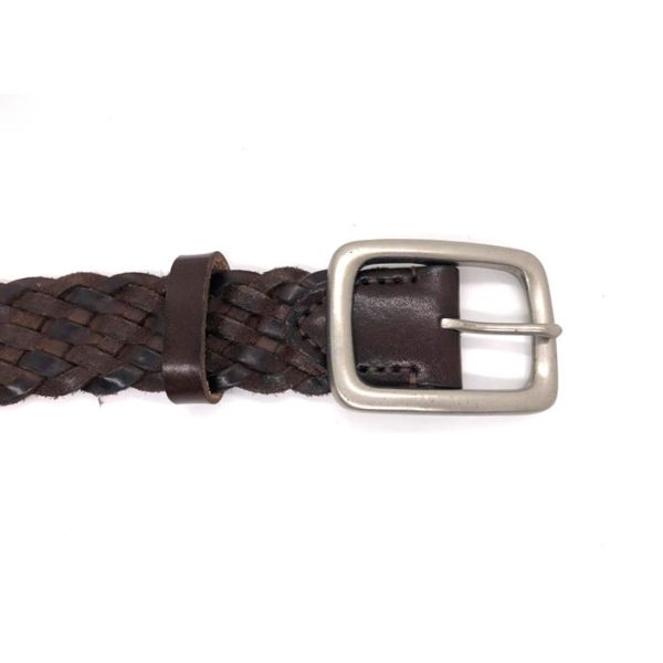 Casual Mens 4.0cm Brown Braided Leather Belt For Pants