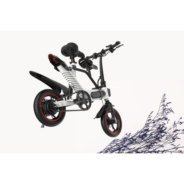 Red Ladies Full Size Folding Bicycle , Electric Push Bike Ergonomics Design