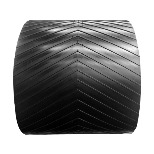 Herringbone Pattern Black Conveyor Belt 300-800mm Width for 0-40° Inclination Angle