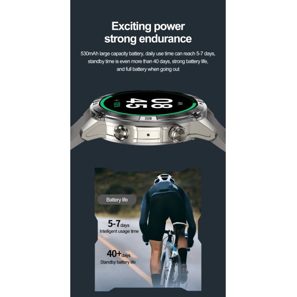 2024 HK08 AMOLED Smart Watch with GPS, Compass, Altimeter for Men
