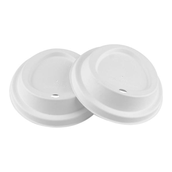 Biodegradable Raw Recyclable Cup Cover Natural Bagasse Sugarcane Pulp Flat Dessert Compostable Lid For Paper Cup Lid Mak