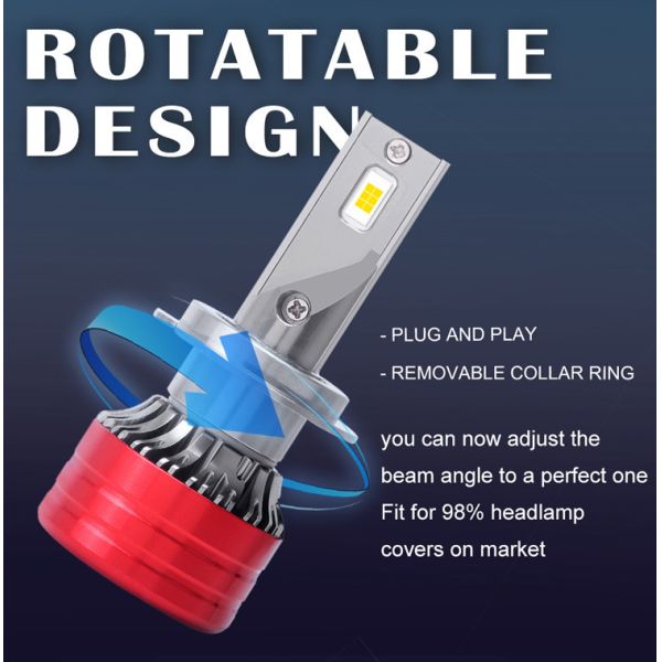 1 Copper 38W Red Casing H7 H11 H4 Universal For Car Headlight LED Bulbs