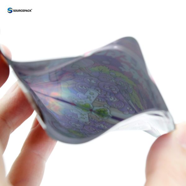 Customized Hologram Smell Proof Child Resistant Dry Flower Special Shape Packaging Bag