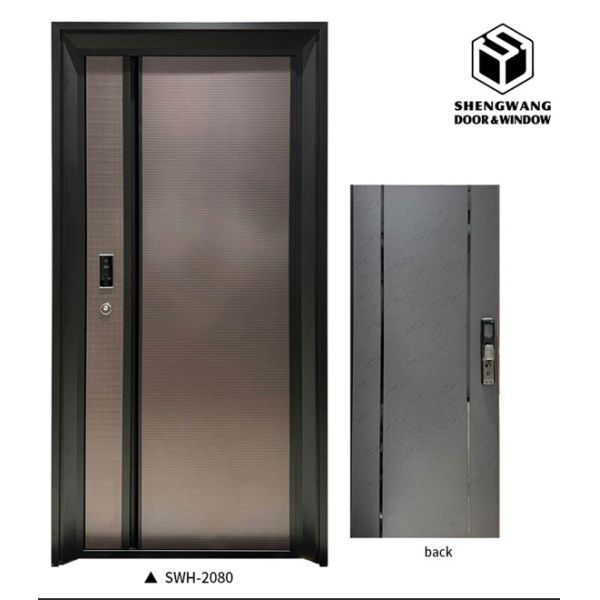 Porte d'entrée en aluminium de luxe en poudre revêtue Porte d'entrée en aluminium moderne