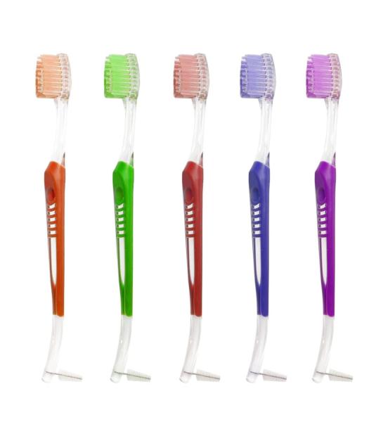 Dual Head Orthodontic Toothbrush Blue Green Red Pink Purple Black Braces Gum Care Toothbrush