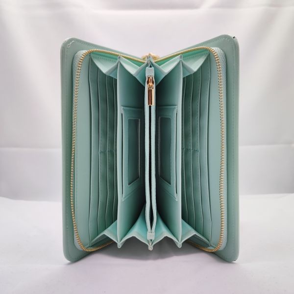 Кожа PU Saffiano бумажника владельца карточки девушек морщит большая сумка муфты WA06 емкости