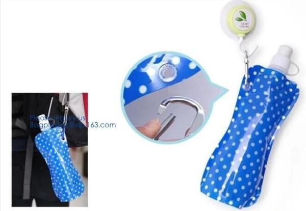 Solid Flexible Water Bottle Carabiner, Foldable Water Bottles Water Pouch Flexible - Reusable Travel Water Bottle
