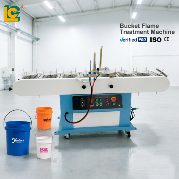 High-Efficiency Pre-Print Flame Treatment Equipment for PP PE Plastic Containers and Bucket for Optimal Ink Adhesion