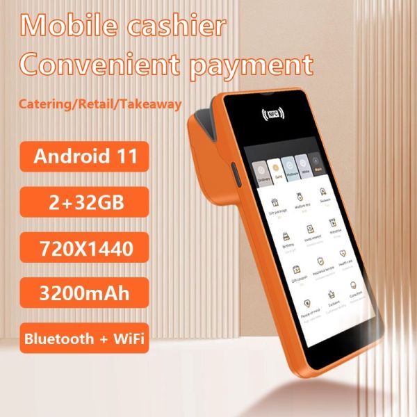 Android 11 5.45 Inch Handheld POS Terminal with 58mm Thermal Printer NFC WiFi USB Connectivity and 32GB/64GB Memory Best