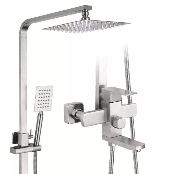 Thermostatic Shower Mixer Square Chrome Bathroom Twin Head Set