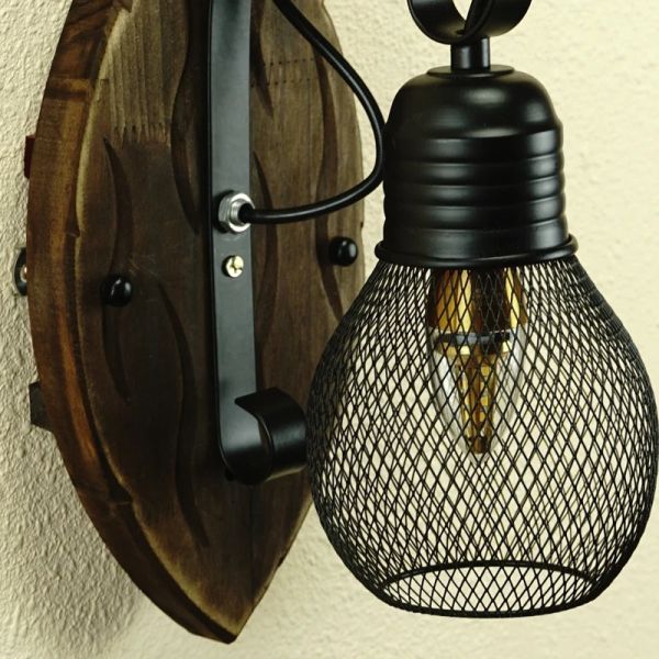 Coffee Restaurant Bar Antique Vintage Black Iron Net wall lamp (WH-VR-130)