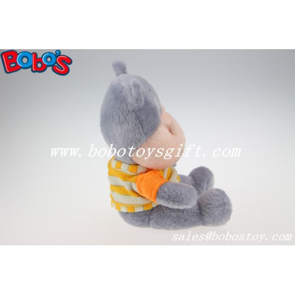 Grey Baby Plush Hippo Animals Toy With Cuddly Face and T-shirt
