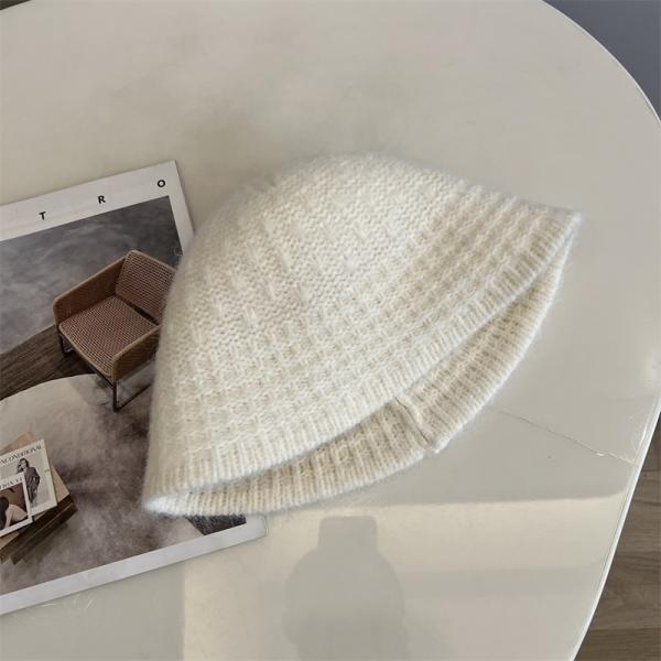 Autumn and Winter New Wool Knitted Bucket Hat for Women Knitted Jacquard Bucket Hat