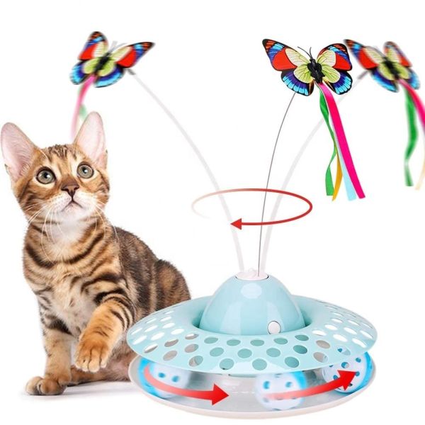 Interactive Cat Automatic Teaser & Exerciser Kitten Toys With Spinning Butterfly