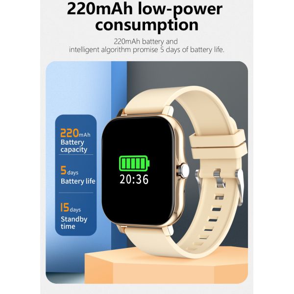 Full Touch Screen Women Men CT02 Smart Watch Square Shape 240x280 IPS