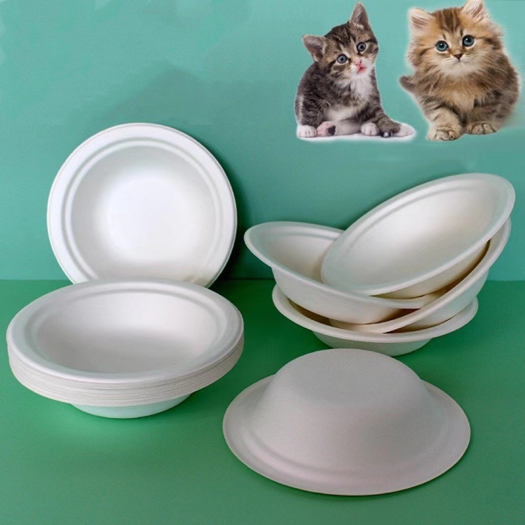 Disposable Cat Food Bowl Cat Tableware Biodegradable Paper Bowl Thickened Cat Bowl