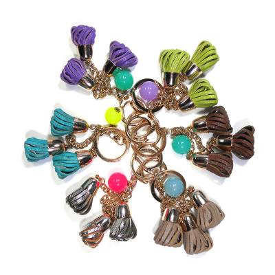 Chorme Plating Leather Flower Keychain , Ladies Custom Leather Keychains
