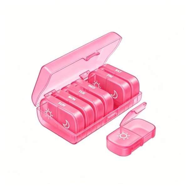 Weekly Pill Organizer 2 Times a Day, Pill Box 7 Day with One-Side Large Openings for Easy to Use, Black Privacy Protection AM PM Pill Case for Medication, Vitamins, Fish Oils, Supplements