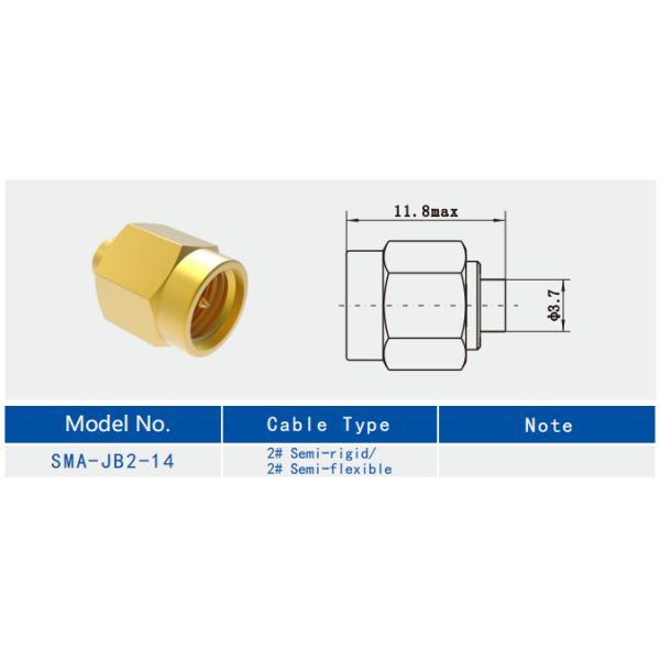 SMA Male Gold Plated RF Coax Plug  for 2#Semi-rigid/Semi-flexible Cable