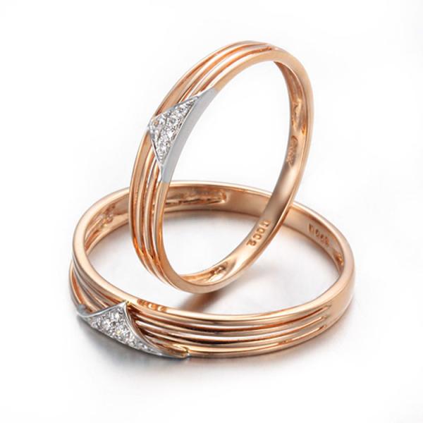 18K Rose Gold White Gold  Diamonds Wedding Band Ring Couple Ring (GDR014)