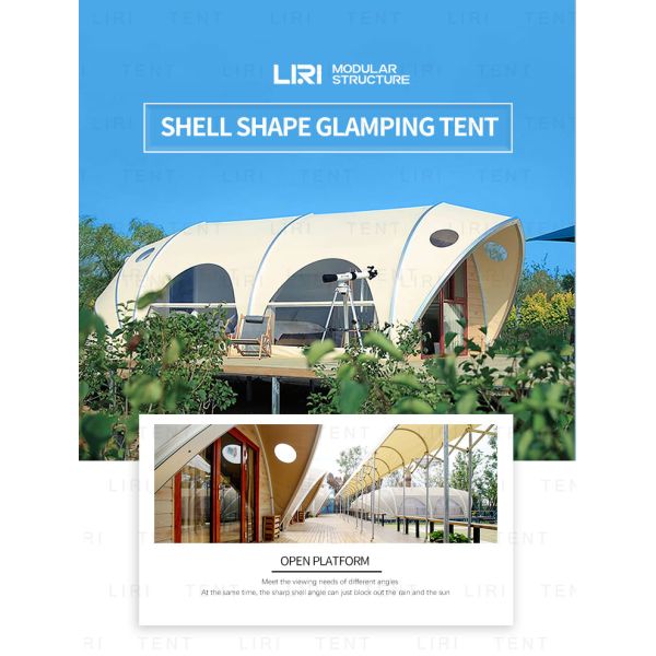 Customized Luxury Glamping Tents Holiday Hotel Dessert Shell Shape For Resorts