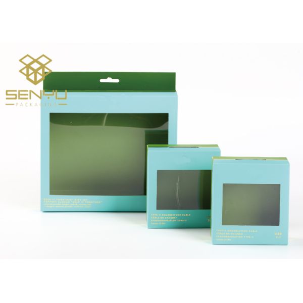 Paper Window Box Packaging / Hanger Cardboard Box With Plastic Window