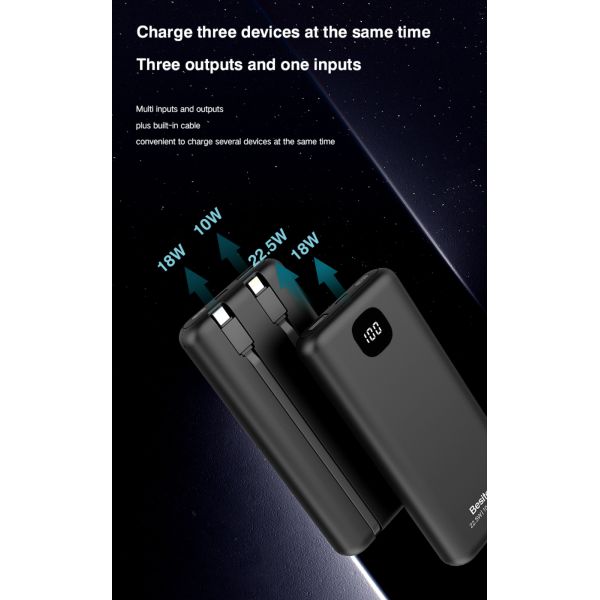 Durable  Fast Charging with Built-in Cables  Power bank High Capacity  with LED Display