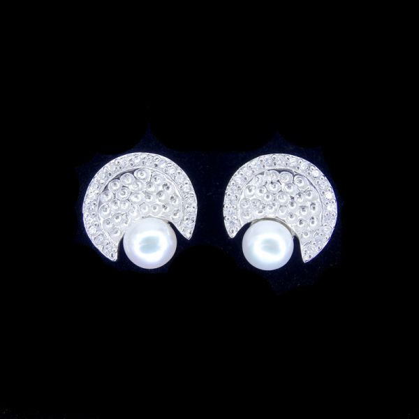 Rabbit Shaped 925 Silver Pearl Earrings With Natural Pearl And Zircon