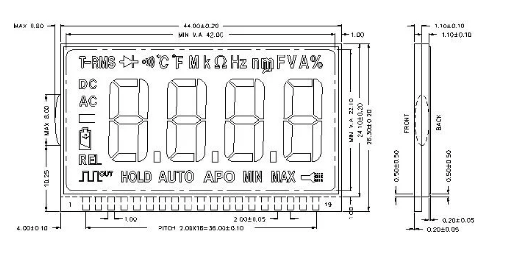 Белый фон TN LCD дисплей 29 штифтов Connector TN LCD Panel