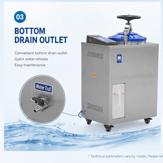 Cenlee OEM Laboratory Internal Cycle Steam Sterilizer 35-100L SUS304 116-134°C Digital Control Vertical Autoclave