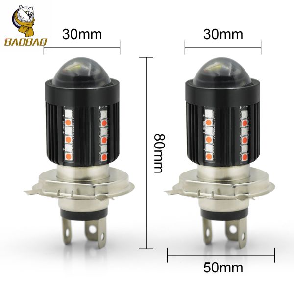 White Yellow Doule Color LED Motorcycle Lamp H4 Headlight MINI Driving Bulb