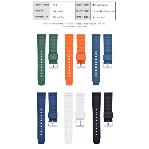 FKM Rubber Watch Strap With Convex Industrial Style Featuring Polka Dots · Custom Logo Supported