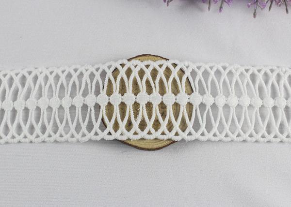 Guarnição floral pela jarda, fita elástico do laço da guipura da largura do branco 4.2cm do laço do casamento
