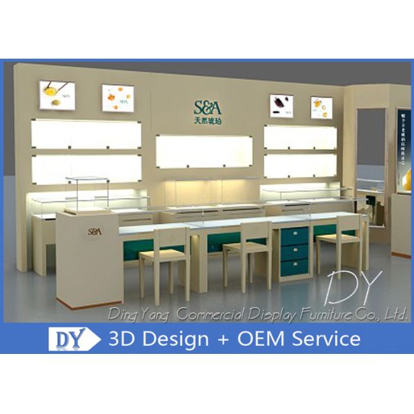 2300 - 2500MM Hight Custom Jewelry Showcases Beige Lacquer Finished