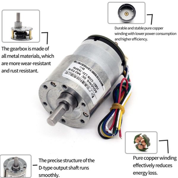 JGB37-520B High Torque Low Speed 520 Brush  Permanent Magnet Electric Motor DC Brushed Gearbox 37mm Motor