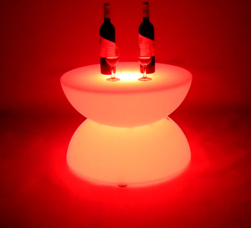 Muebles de polietileno roto moldeados comerciales Mesas y sillas de bar LED