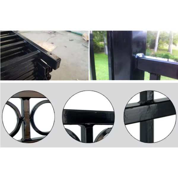 1.8x3M Опорные железные ограждения черные трубчатые металлические ограждения