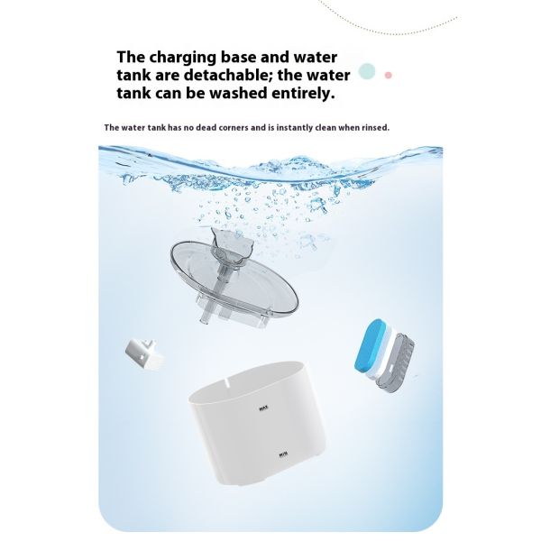 Automatic Wireless Charging Waterproof IPX5 Lightweight 0.8kg Cat Dog Drinking Bowl Eco-Friendly Solid Pattern Plastic Battery