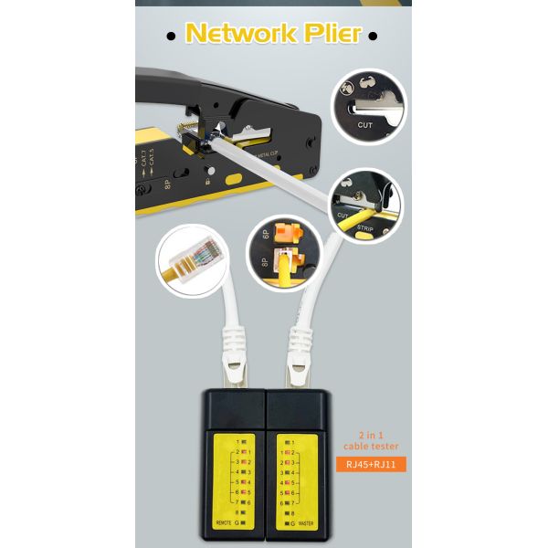 Комплект инструментов Cat7 RJ45 Cable Tester Network Wiring Tools Repair Kit Сетевой набор инструментов Cat7