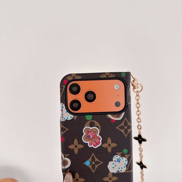 LV Left and Right Card Slot Leather Case for iPhone 17 Pro Max