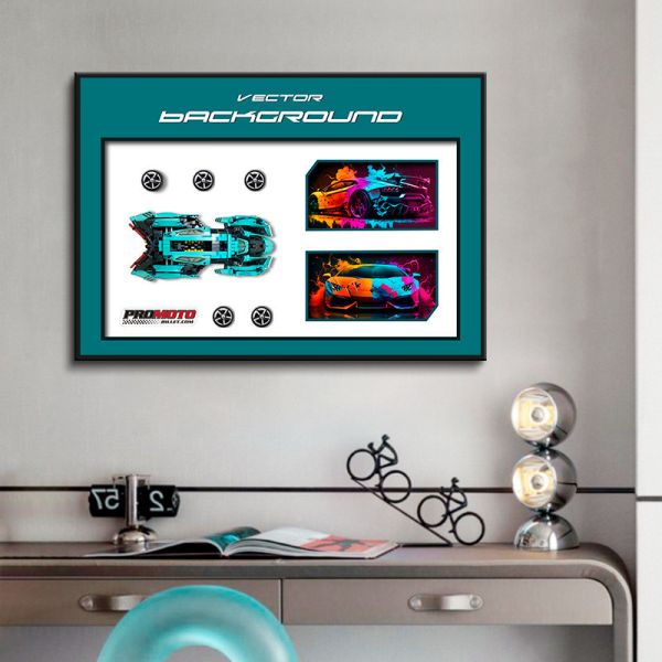 3D Crystal Glass Sports Car Background Wall Art for Living Room Office