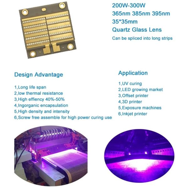 УЛЬТРАФИОЛЕТОВОЕ СИД леча приведенное ультрафиолетовое высокой плотности 200W 385nm 395nm системы машины