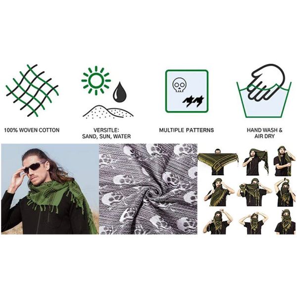 Shemagh Tactical Desert ornaments Head Scarf Motorcycle Face Mask Biker Arab Wrap Summer Keffiyeh Cover Scarves